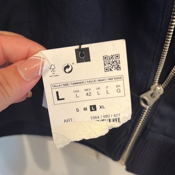 Zara brand size L zip front lightweight bomber jacket- NWT - Picture 7 of 7